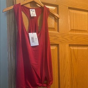 Zyia Bold Red Knot-Front Tank Top